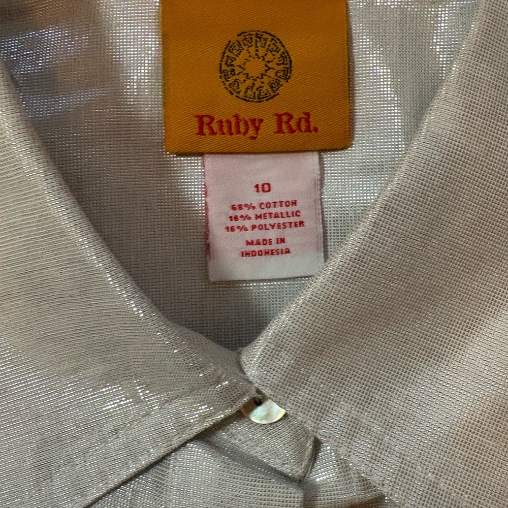 Ruby Rd. Metallic Silver Blouse - Picture 3 of 4